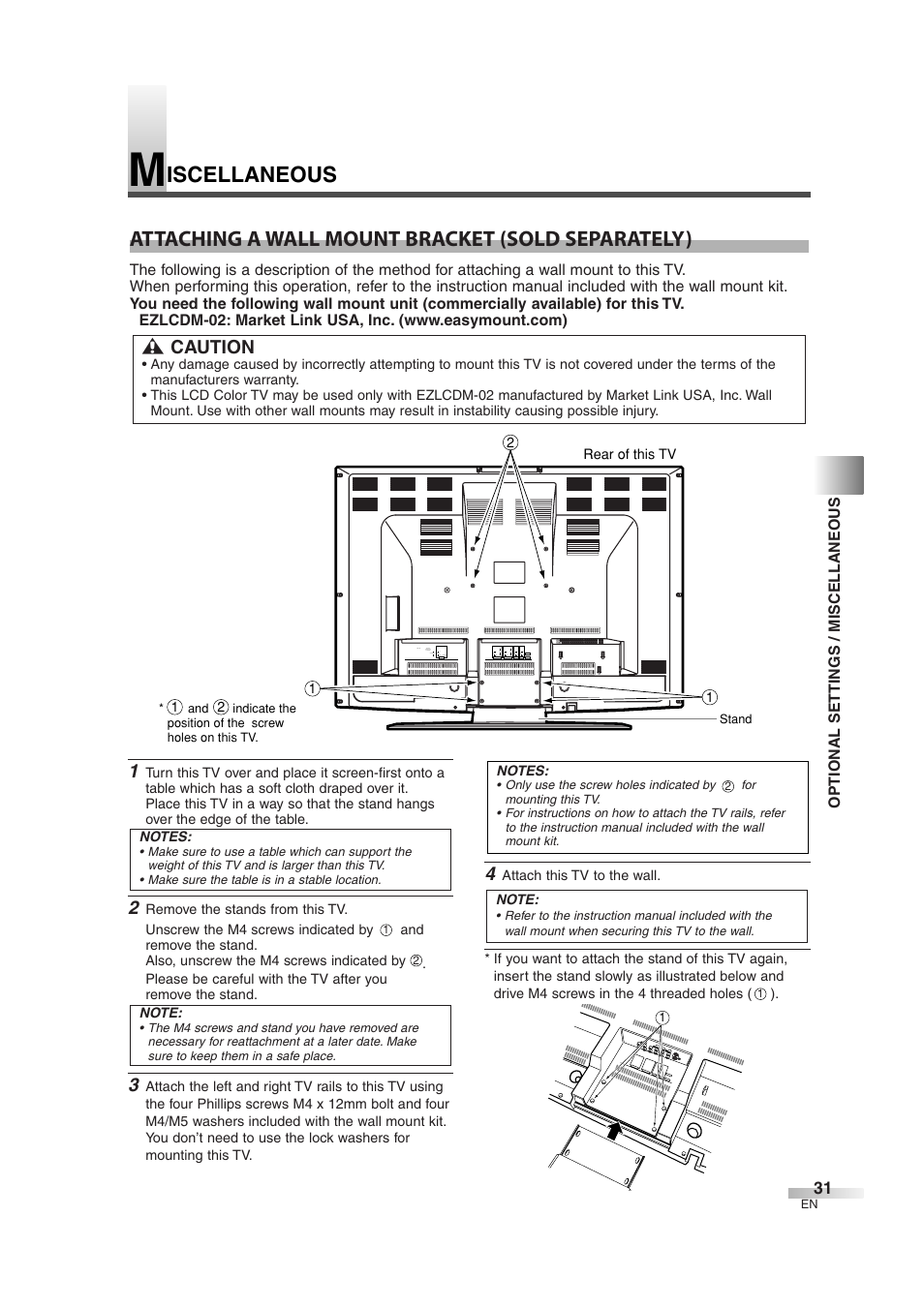 Caution | Emerson EWL3706 User Manual | Page 31 / 36