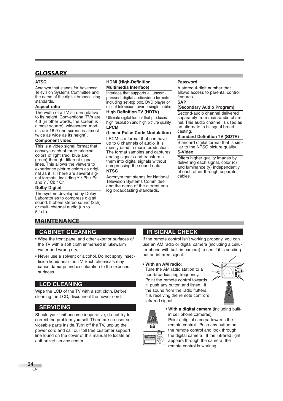 Maintenance glossary | Emerson EWL3706 User Manual | Page 34 / 36