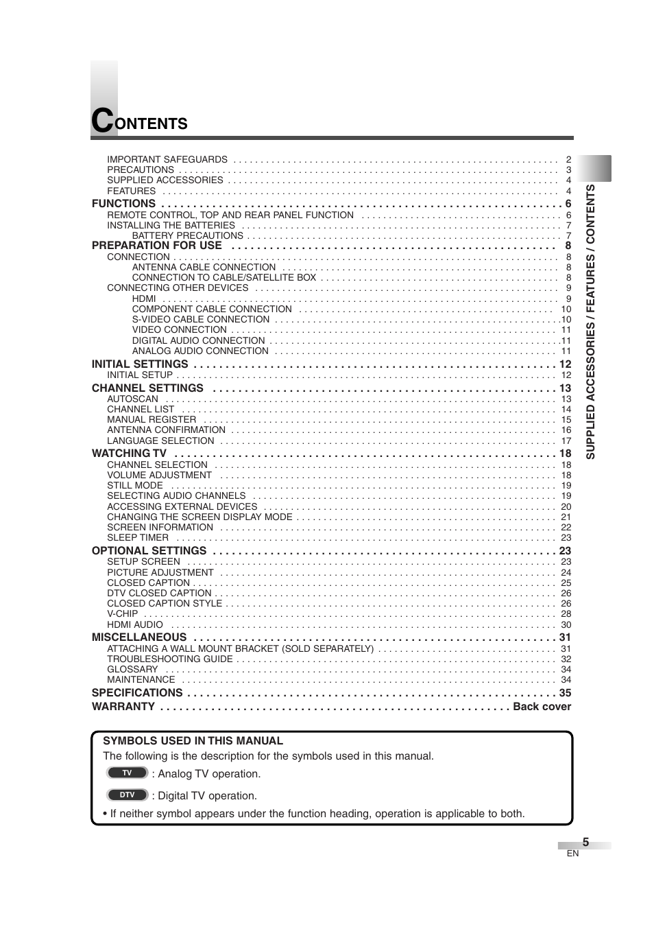 Ontents | Emerson EWL3706 User Manual | Page 5 / 36