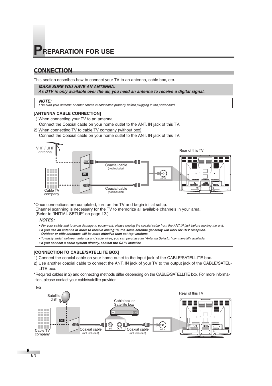 Reparation for use, Connection | Emerson EWL3706 User Manual | Page 8 / 36