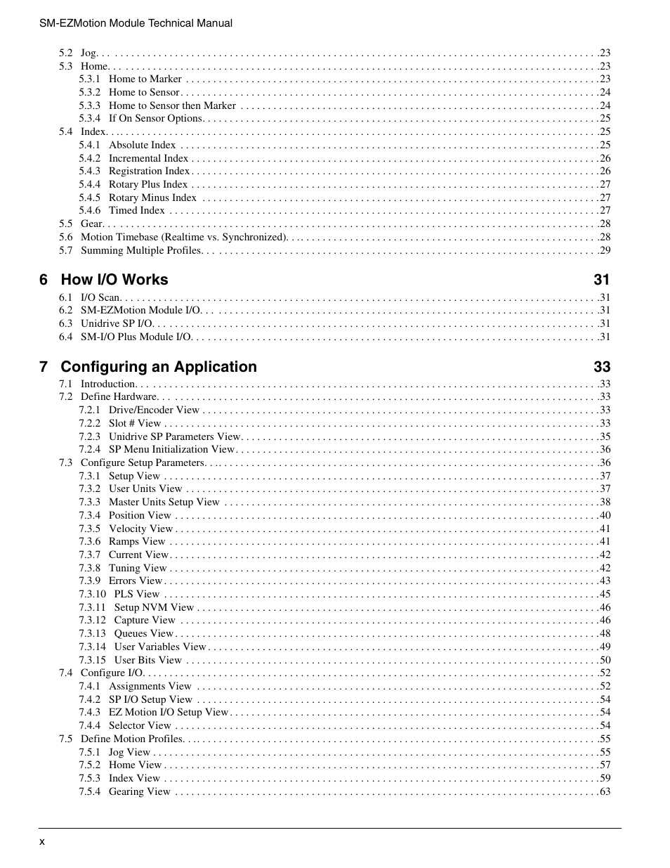 6 how i/o works 31, 7 configuring an application 33 | Emerson P/N 400361-00 User Manual | Page 12 / 152