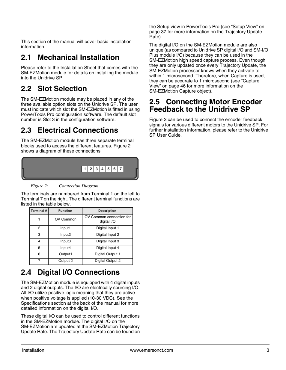 2 installation, 1 mechanical installation, 2 slot selection | 3 electrical connections, 4 digital i/o connections | Emerson P/N 400361-00 User Manual | Page 17 / 152