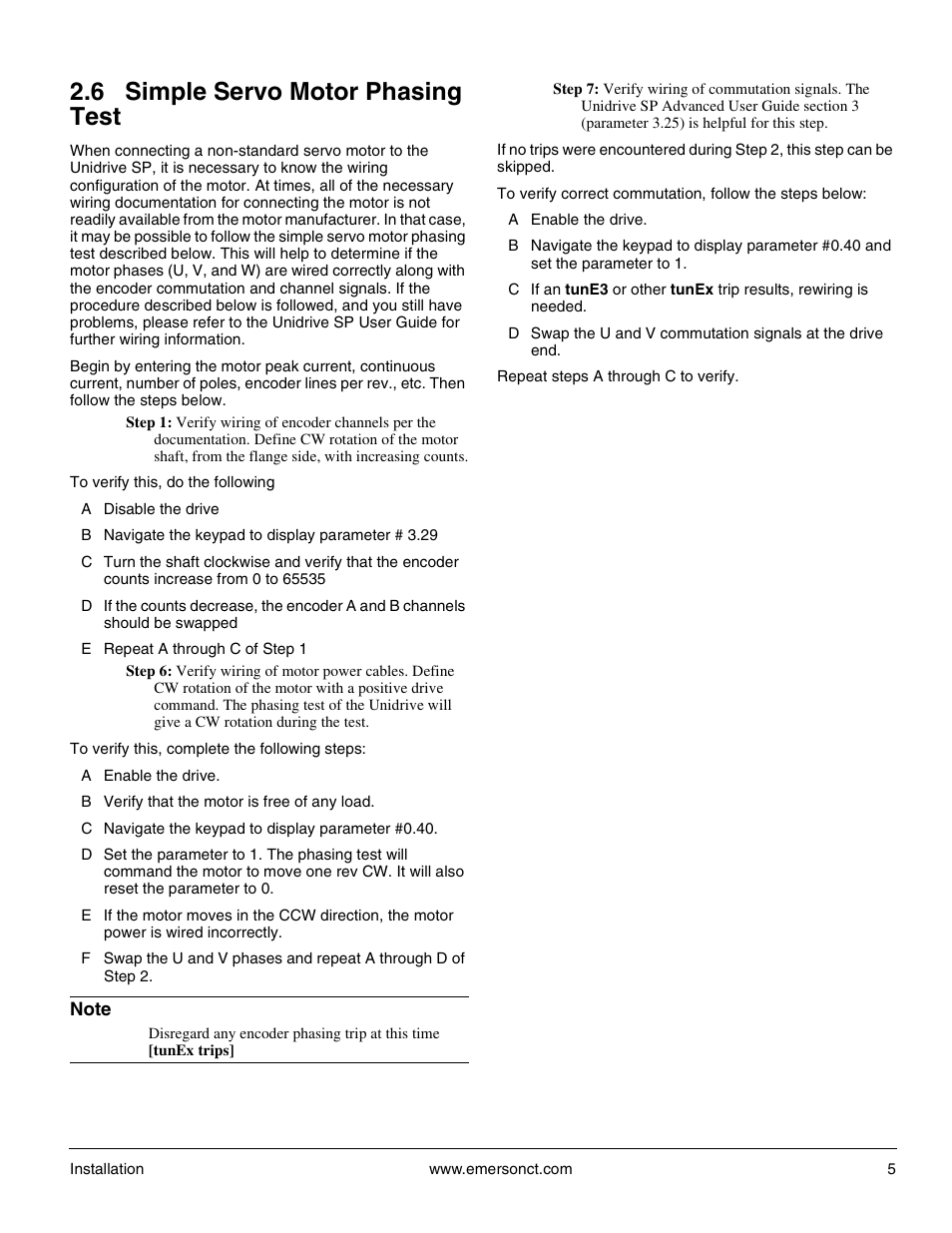 6 simple servo motor phasing test | Emerson P/N 400361-00 User Manual | Page 19 / 152