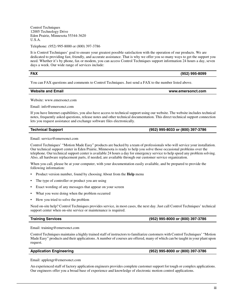 Customer support | Emerson P/N 400361-00 User Manual | Page 5 / 152