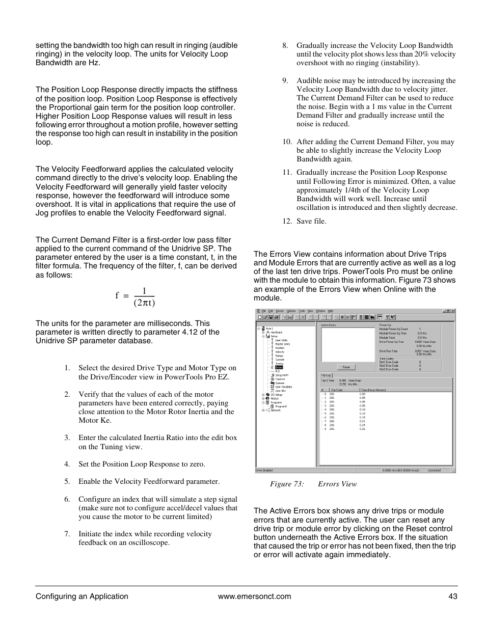 9 errors view | Emerson P/N 400361-00 User Manual | Page 57 / 152