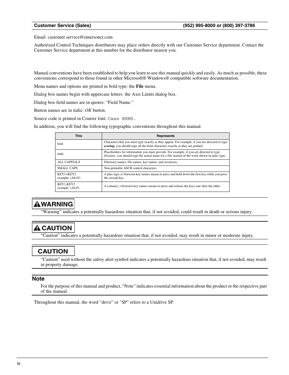 Document conventions | Emerson P/N 400361-00 User Manual | Page 6 / 152