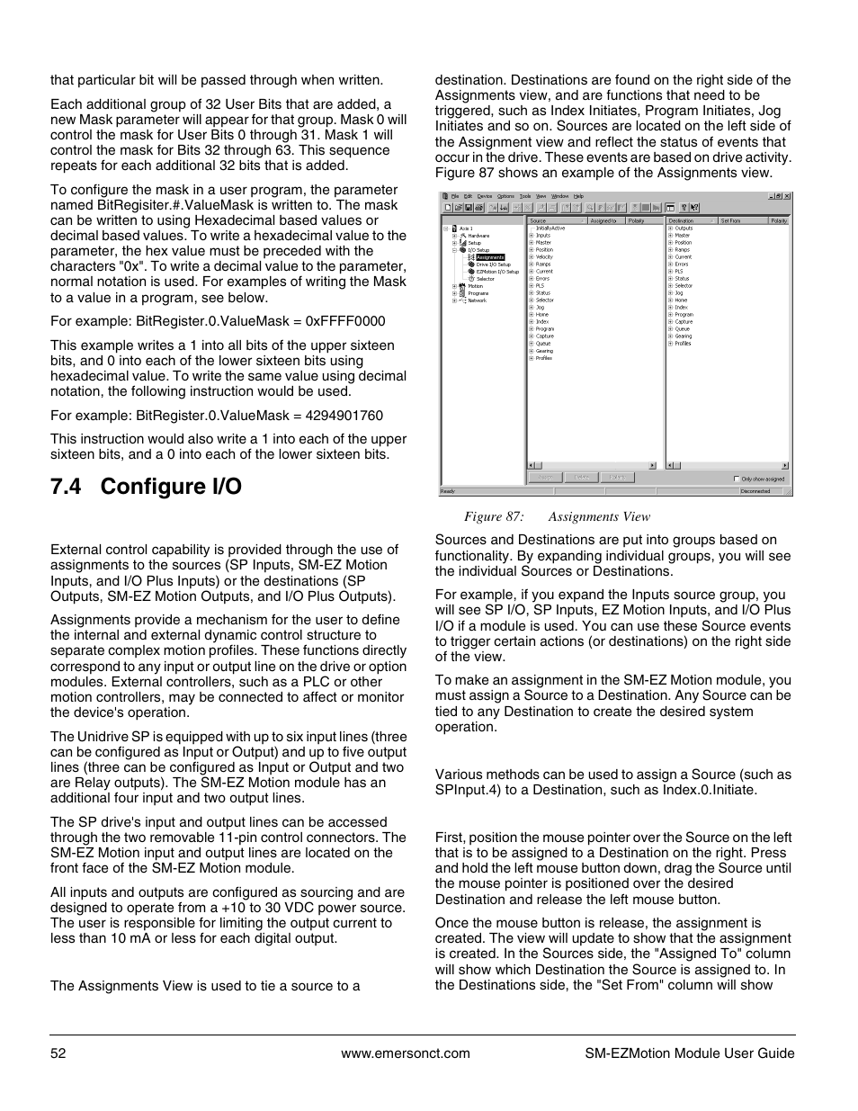 4 configure i/o, 1 assignments view | Emerson P/N 400361-00 User Manual | Page 66 / 152