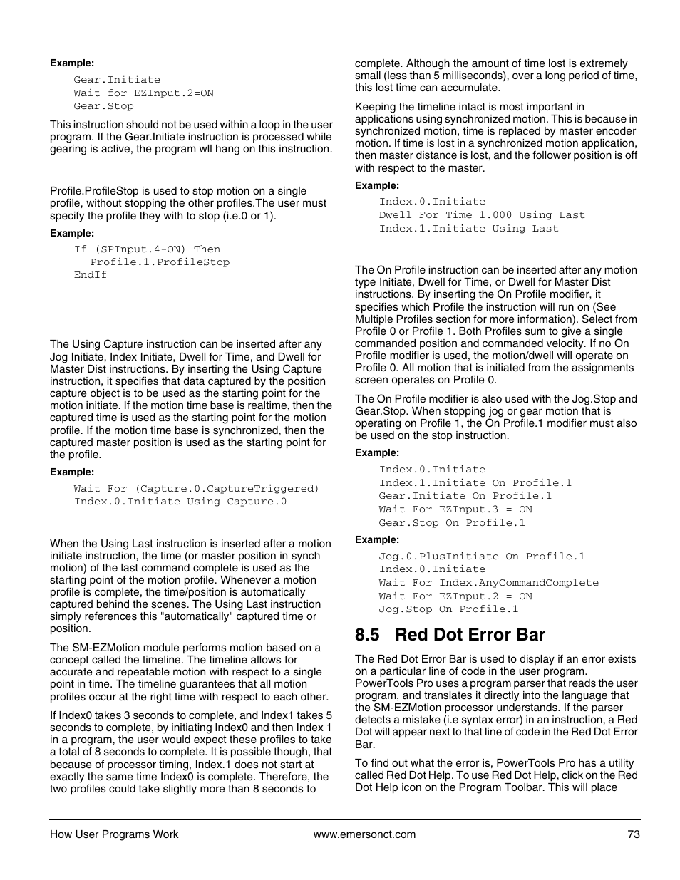 3 motion modifier instructions, 5 red dot error bar | Emerson P/N 400361-00 User Manual | Page 87 / 152