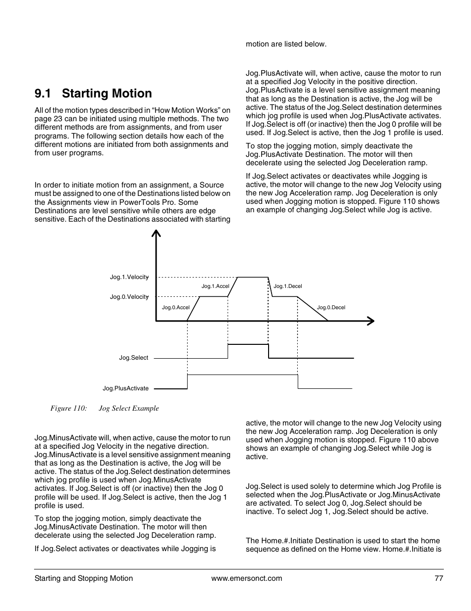 9 starting and stopping motion, 1 starting motion, 1 from assignments | Emerson P/N 400361-00 User Manual | Page 91 / 152