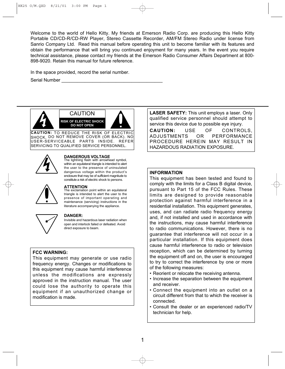 Emerson HK25 User Manual | 18 pages