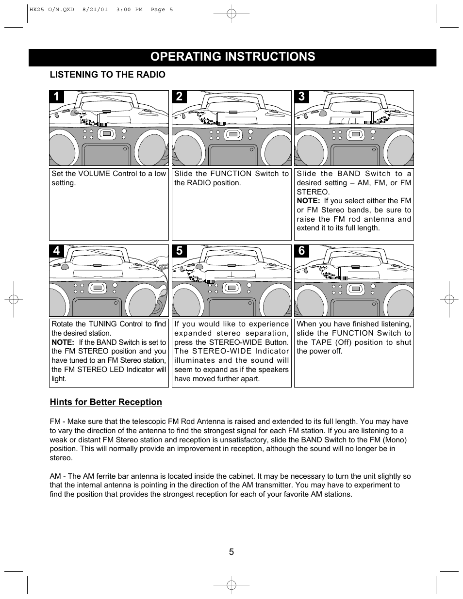 Operating instructions | Emerson HK25 User Manual | Page 5 / 18