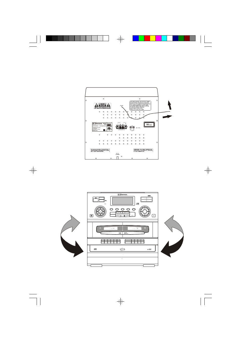 14 antenna information, Play, Disc | Record, Fm st. - mono / hi-speed dubbing bass boost, Rock pop flat, Playback record auto stop playback, Model | Emerson Radio MS9933TT User Manual | Page 15 / 36