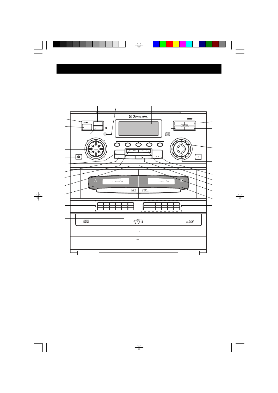 Location of controls and indicators, Front panel | Emerson Radio MS9933TT User Manual | Page 8 / 36