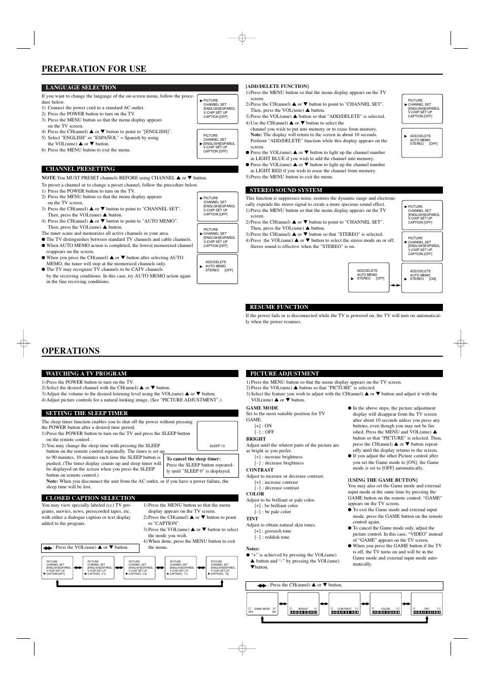 Preparation for use, Operations | Emerson EWT19S2 User Manual | Page 3 / 4