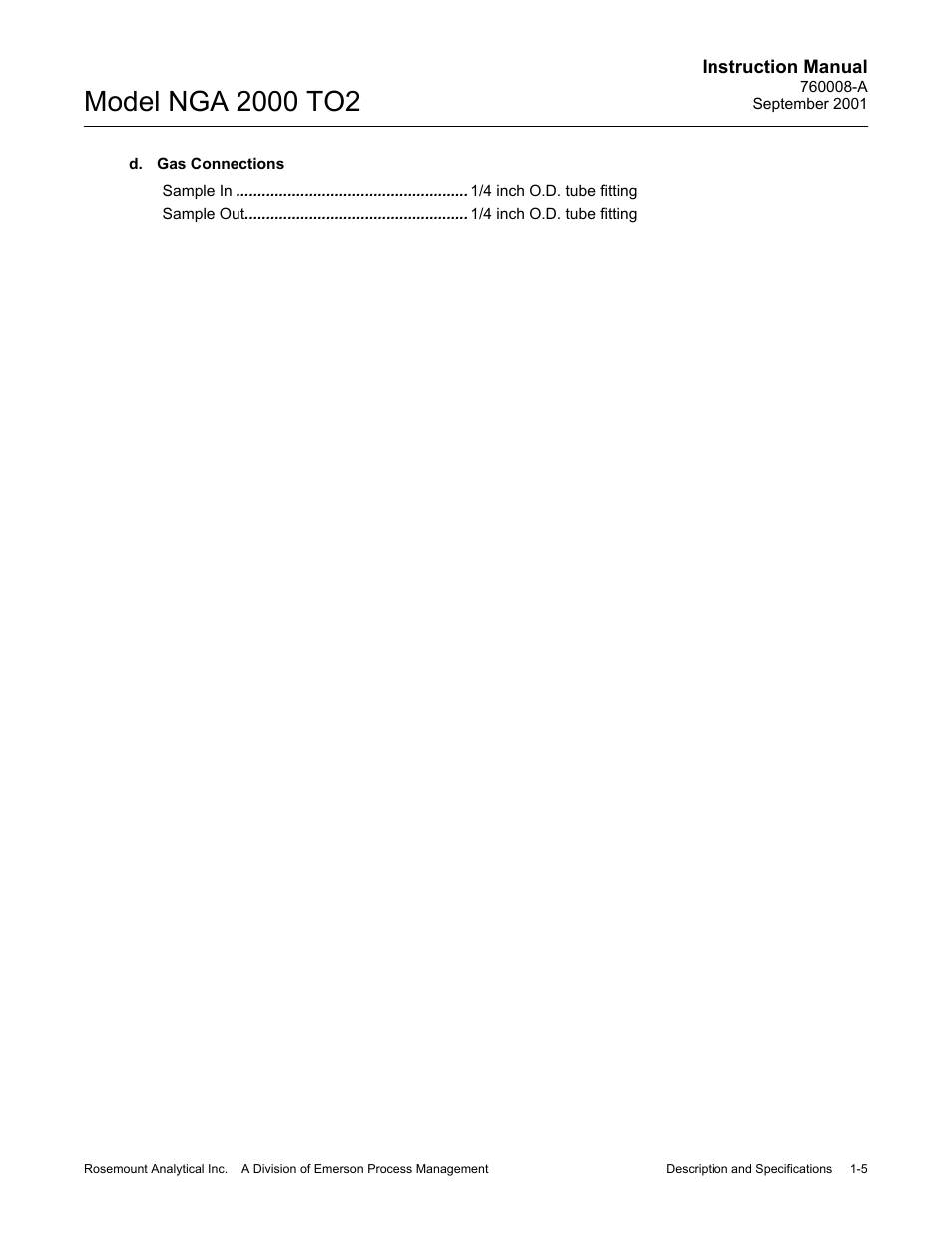 D. gas connections | Emerson NGA 2000 TO2 User Manual | Page 17 / 78