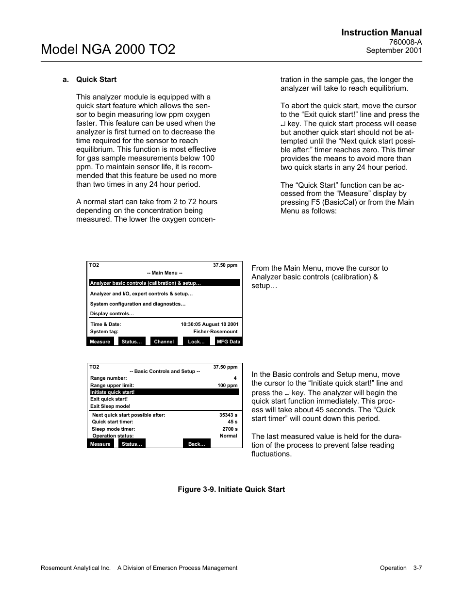 A. quick start, Instruction manual | Emerson NGA 2000 TO2 User Manual | Page 31 / 78