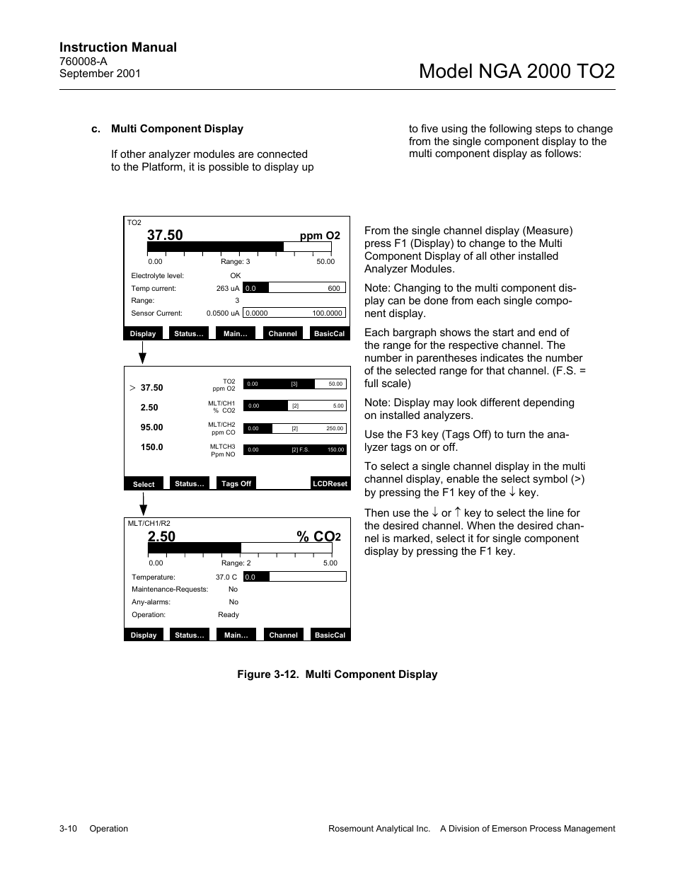 C. multi component display, 50 % co, Instruction manual | Emerson NGA 2000 TO2 User Manual | Page 34 / 78