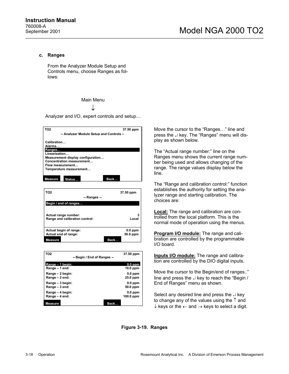 C. ranges, Instruction manual | Emerson NGA 2000 TO2 User Manual | Page 42 / 78