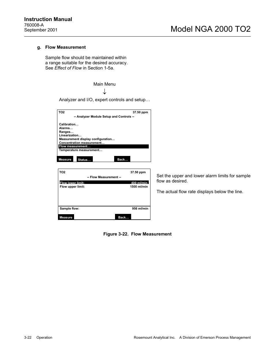 G. flow measurement, Instruction manual | Emerson NGA 2000 TO2 User Manual | Page 46 / 78