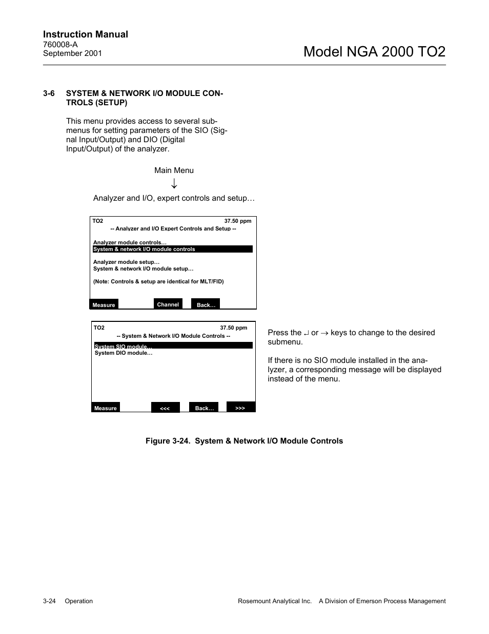 6. system & network i/o module controls (setup), Instruction manual | Emerson NGA 2000 TO2 User Manual | Page 48 / 78