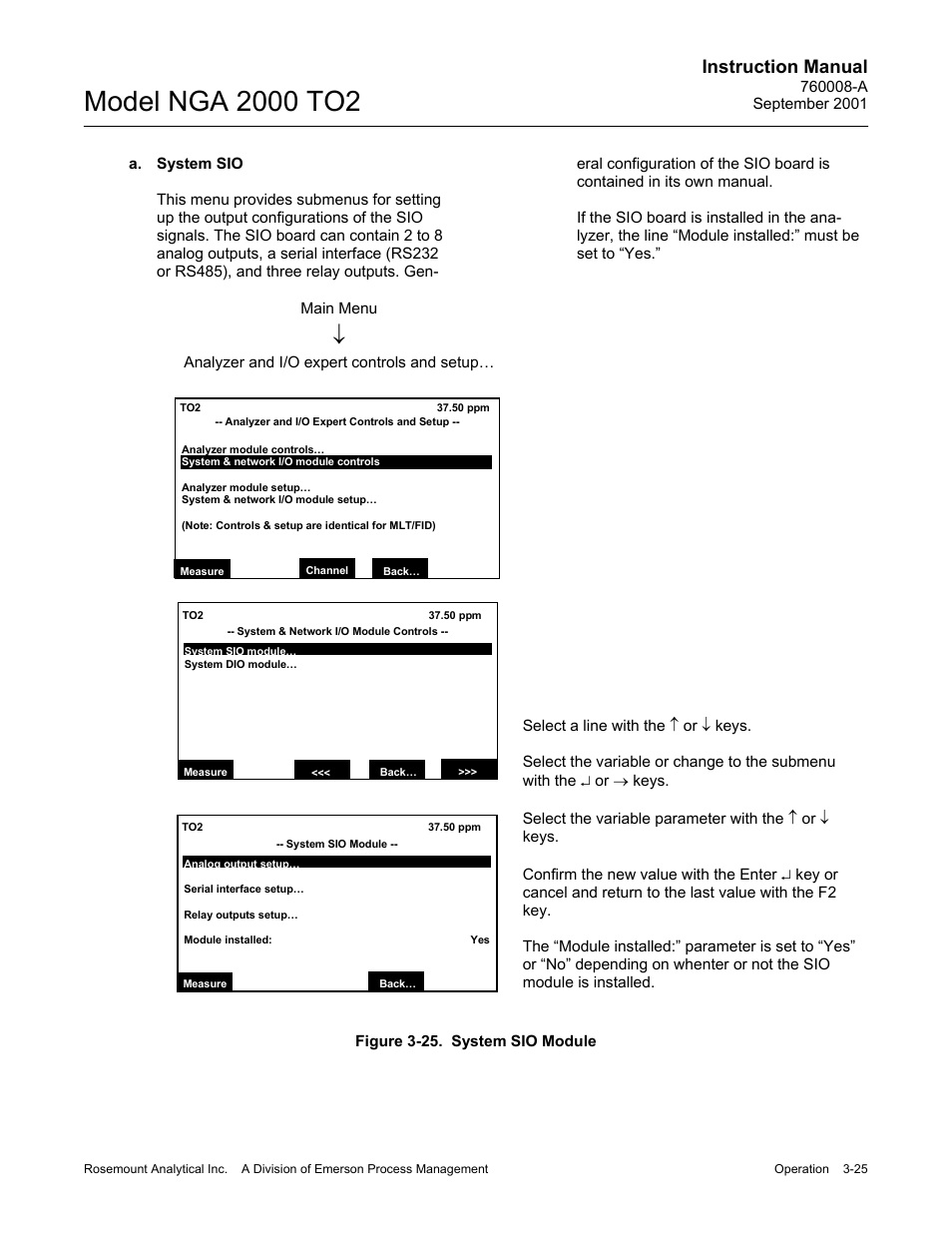 A. system sio, Instruction manual | Emerson NGA 2000 TO2 User Manual | Page 49 / 78