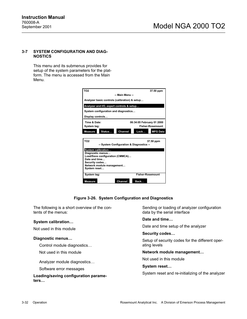 7. system configuration and diagnostics, Instruction manual | Emerson NGA 2000 TO2 User Manual | Page 56 / 78
