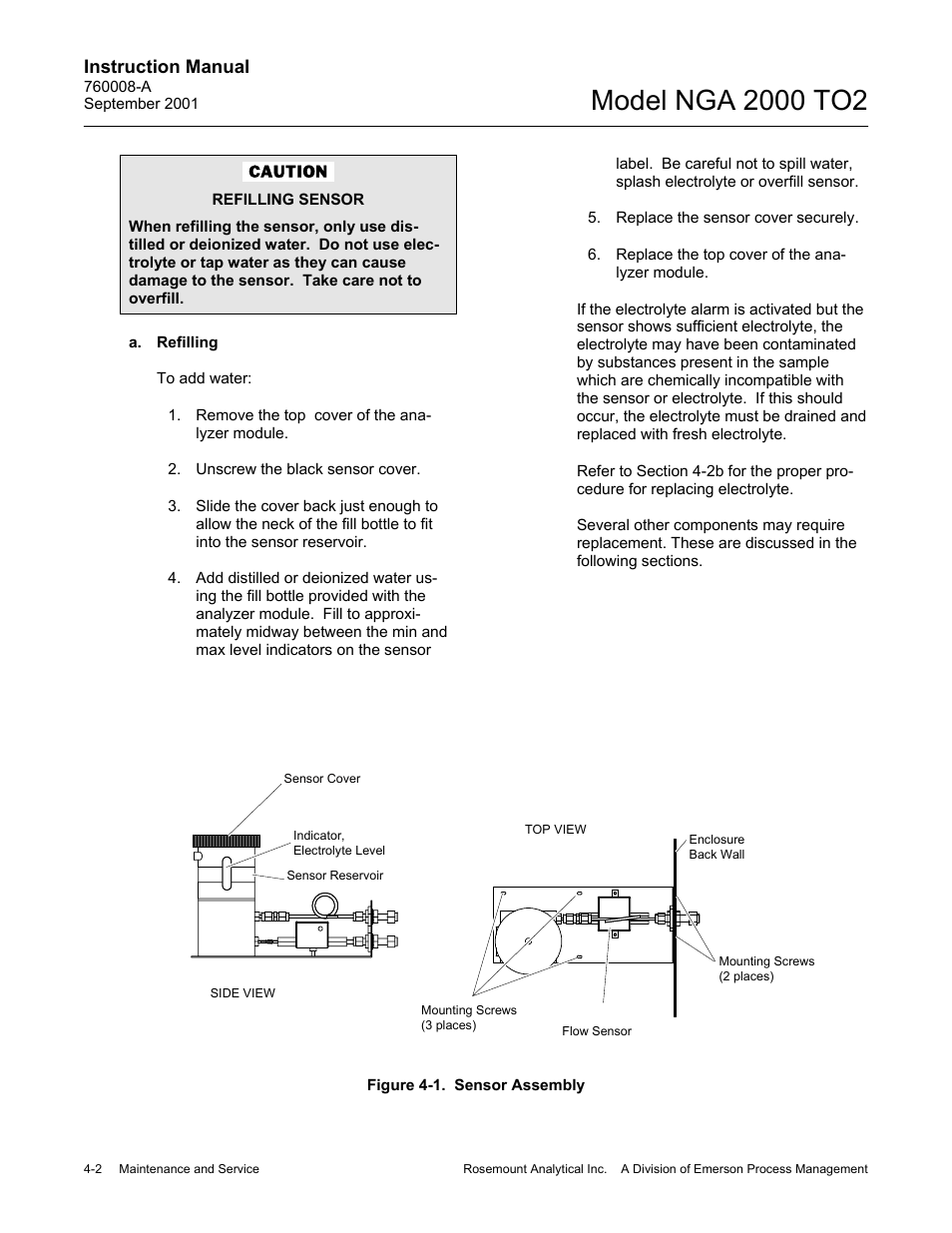 A. refilling, Instruction manual | Emerson NGA 2000 TO2 User Manual | Page 62 / 78