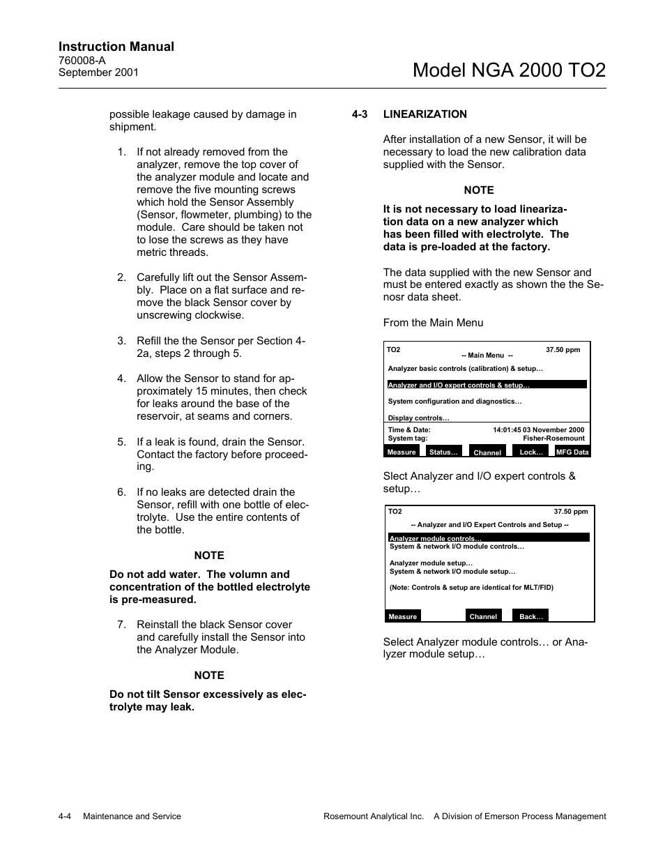 3. linearization, Instruction manual | Emerson NGA 2000 TO2 User Manual | Page 64 / 78
