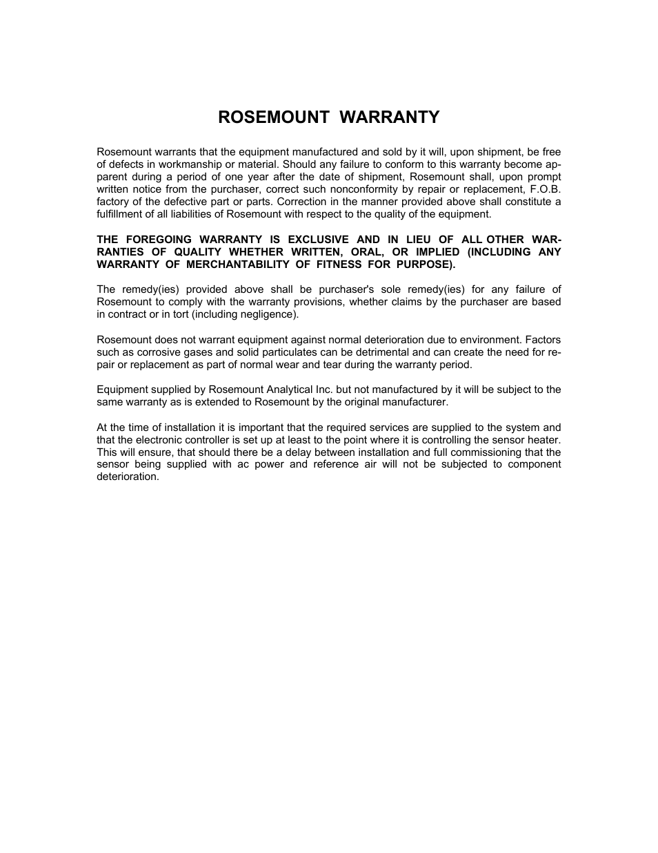 Rosemount warranty | Emerson NGA 2000 TO2 User Manual | Page 77 / 78