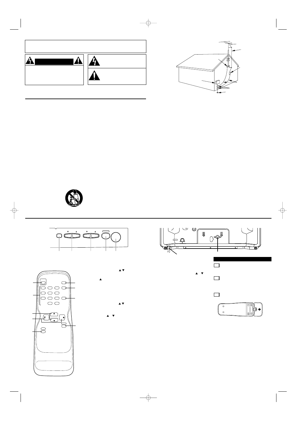 Importante para su seguridad, Controles de operación y sus funciones, Instalacion de las pilas | Panel delantero - - panel trasero, Control remoto | Emerson EWT1921 User Manual | Page 6 / 8