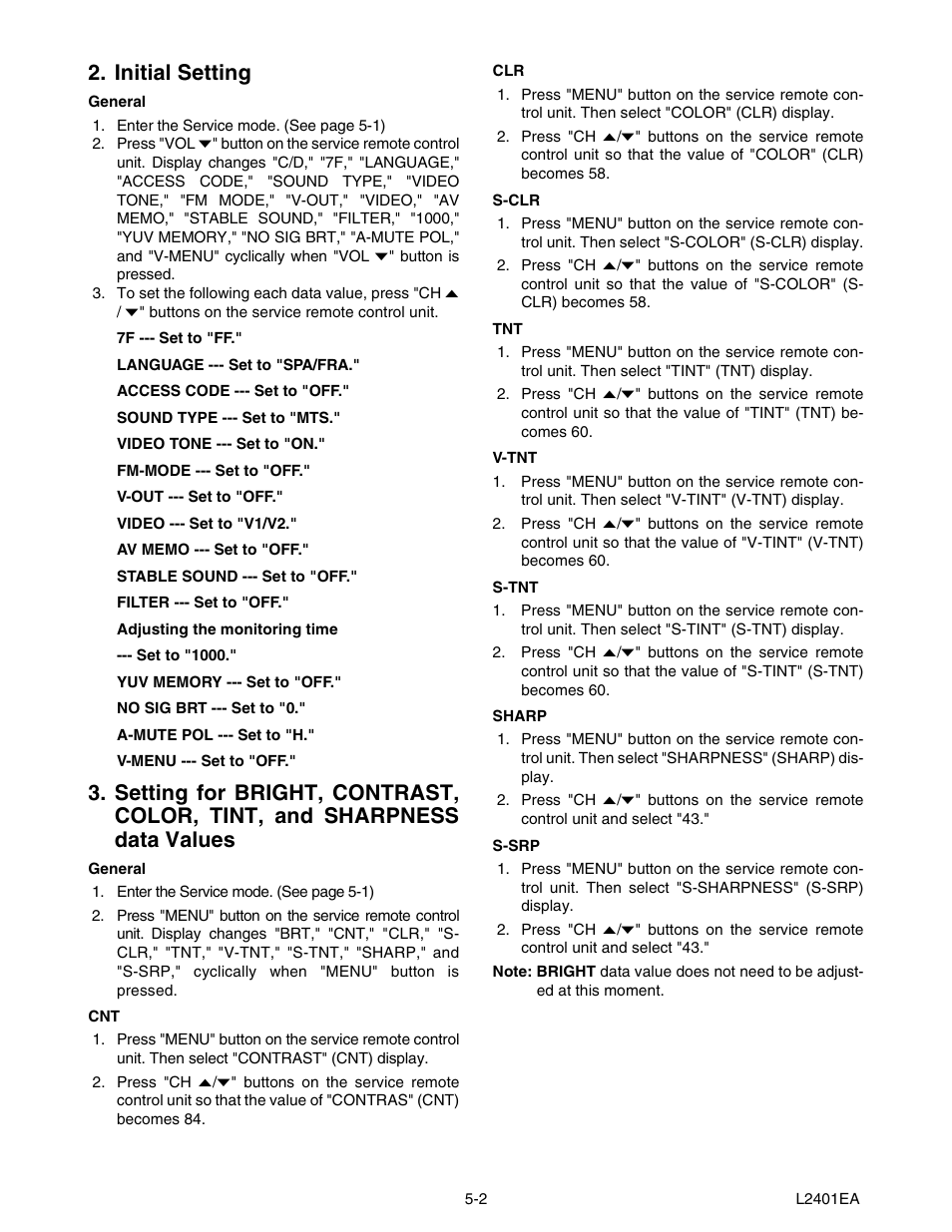 Initial setting | Emerson 20" Color Television 6420FE User Manual | Page 16 / 52