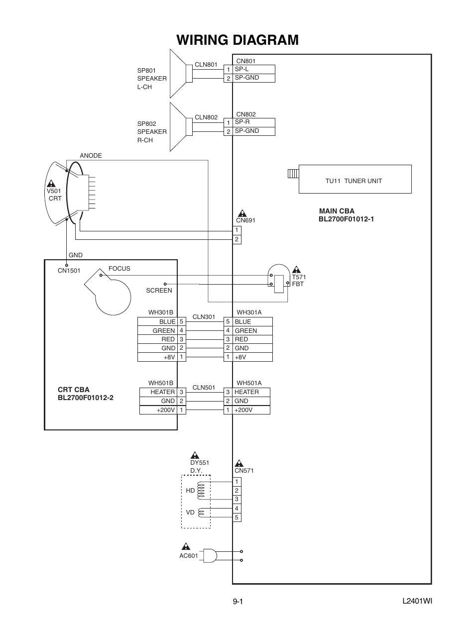 Wiring diagram | Emerson 20" Color Television 6420FE User Manual | Page 38 / 52