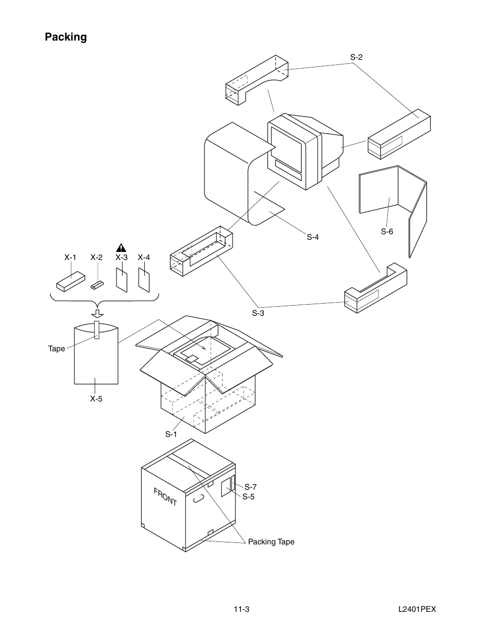 Packing exploded views, Packing | Emerson 20" Color Television 6420FE User Manual | Page 42 / 52