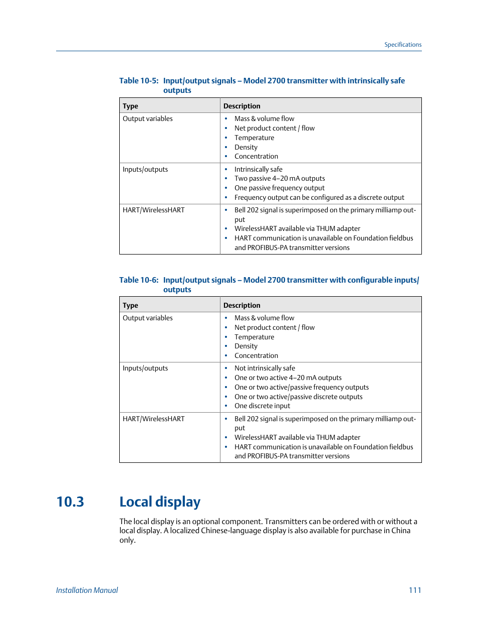 Local display, 3 local display | Emerson MICRO MOTION 1700 User Manual | Page 115 / 124
