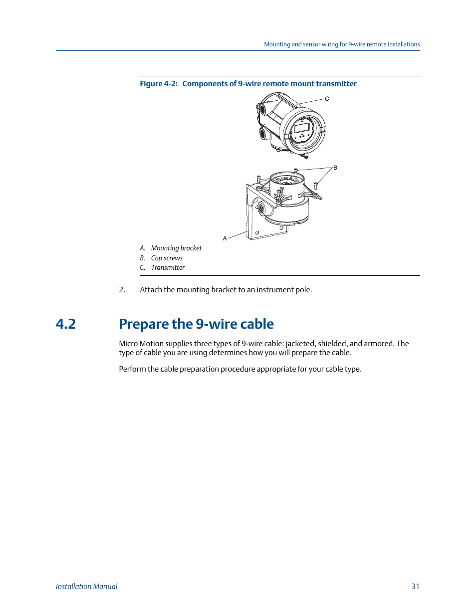 Prepare the 9-wire cable, 2 prepare the 9-wire cable | Emerson MICRO MOTION 1700 User Manual | Page 35 / 124