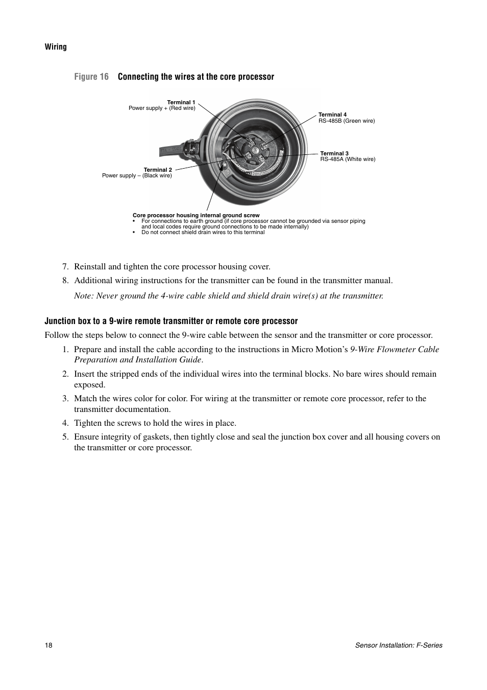 Junction box to a 9-wire | Emerson MICRO MOTION F-SERIES SENSOR User Manual | Page 20 / 26