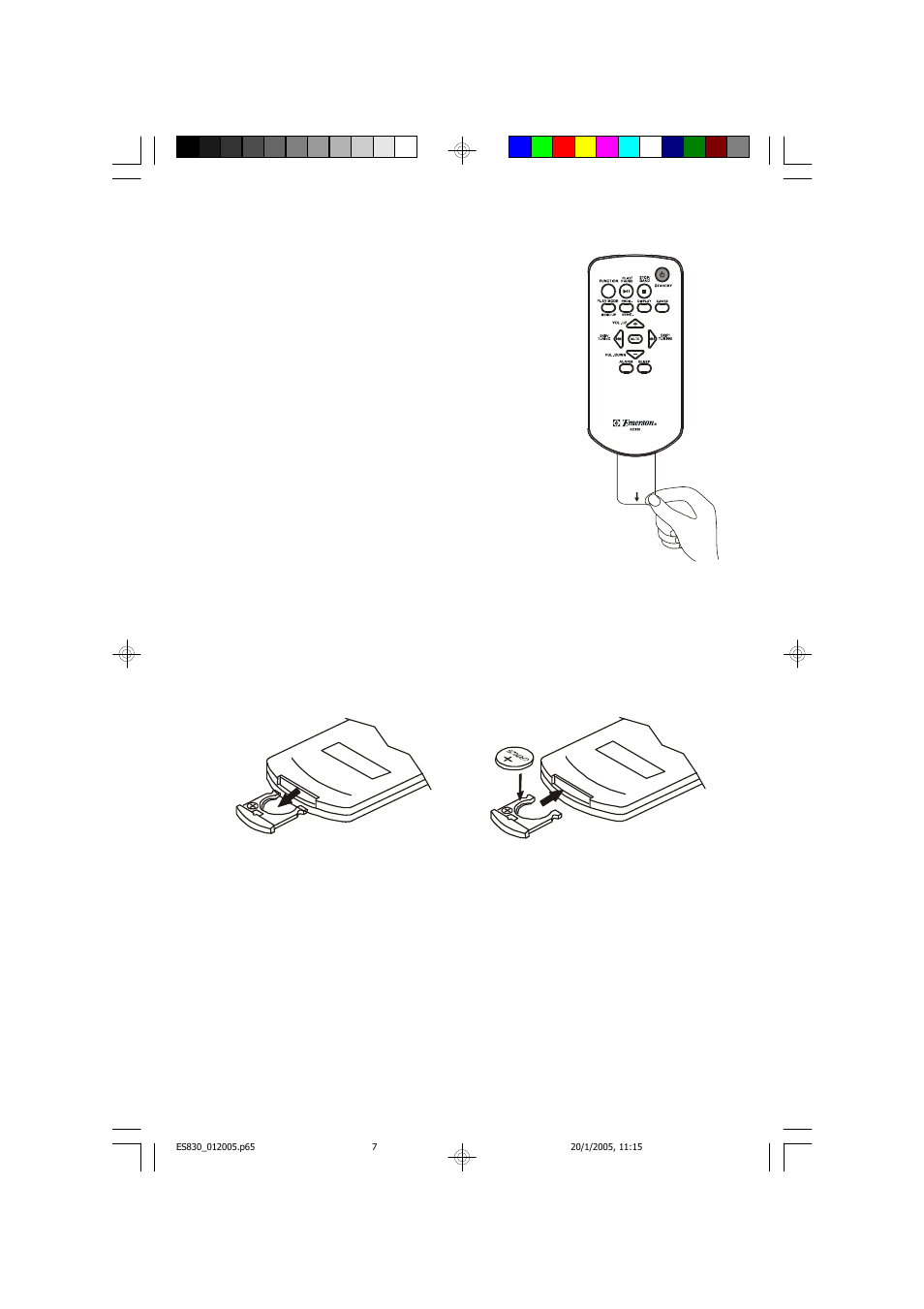 Remote control battery | Emerson Radio ES830 User Manual | Page 8 / 34