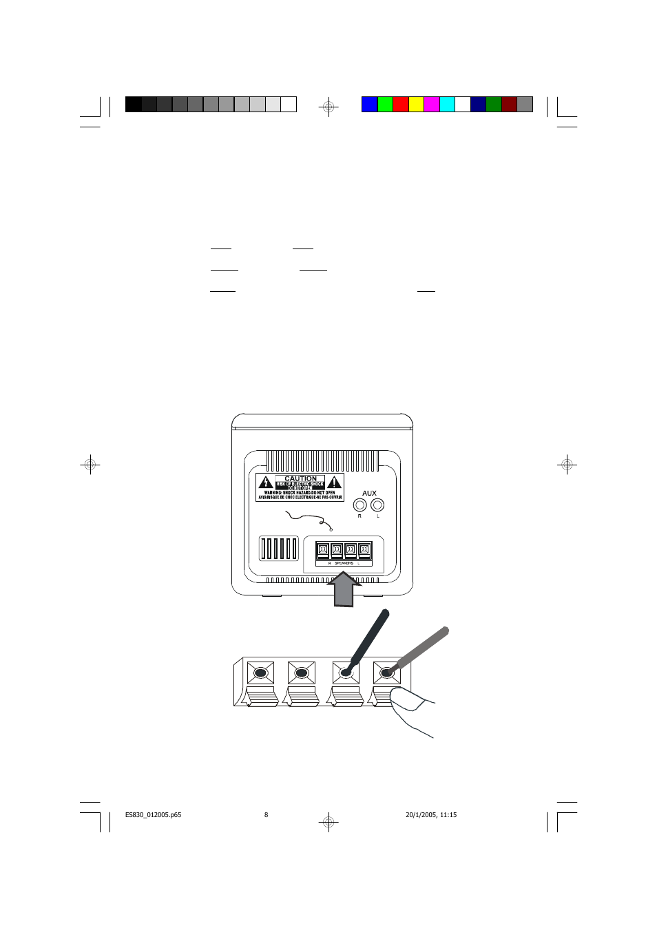 Connecting the speakers | Emerson Radio ES830 User Manual | Page 9 / 34