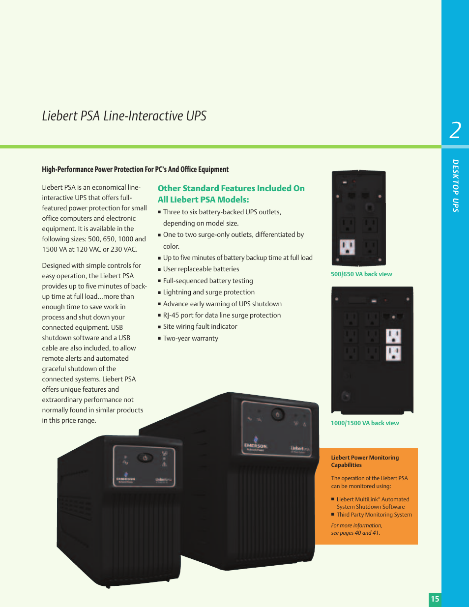 Liebert psa line-interactive ups | Emerson Liebert Power Solutions User Manual | Page 15 / 44