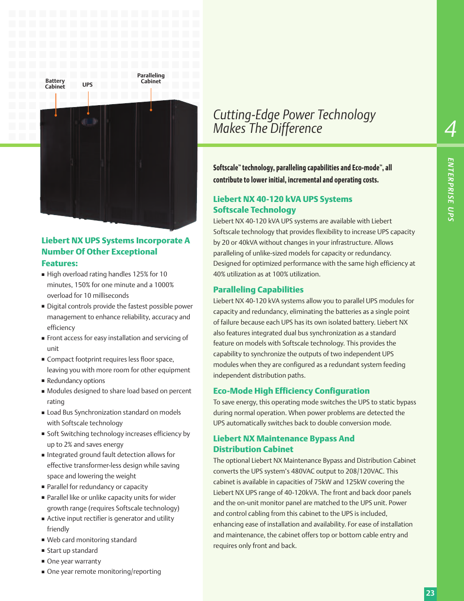 Cutting-edge power technology makes the difference, Paralleling capabilities, Eco-mode high efficiency configuration | Emerson Liebert Power Solutions User Manual | Page 23 / 44