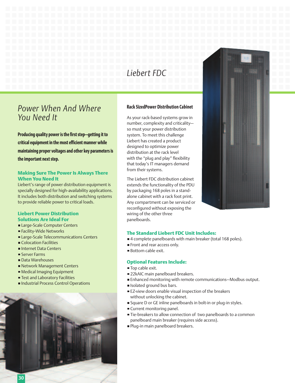 Liebert fdc, Power when and where you need it | Emerson Liebert Power Solutions User Manual | Page 30 / 44