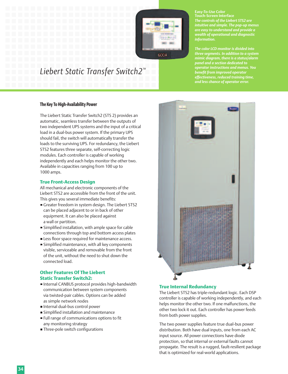 Liebert static transfer switch2 | Emerson Liebert Power Solutions User Manual | Page 34 / 44