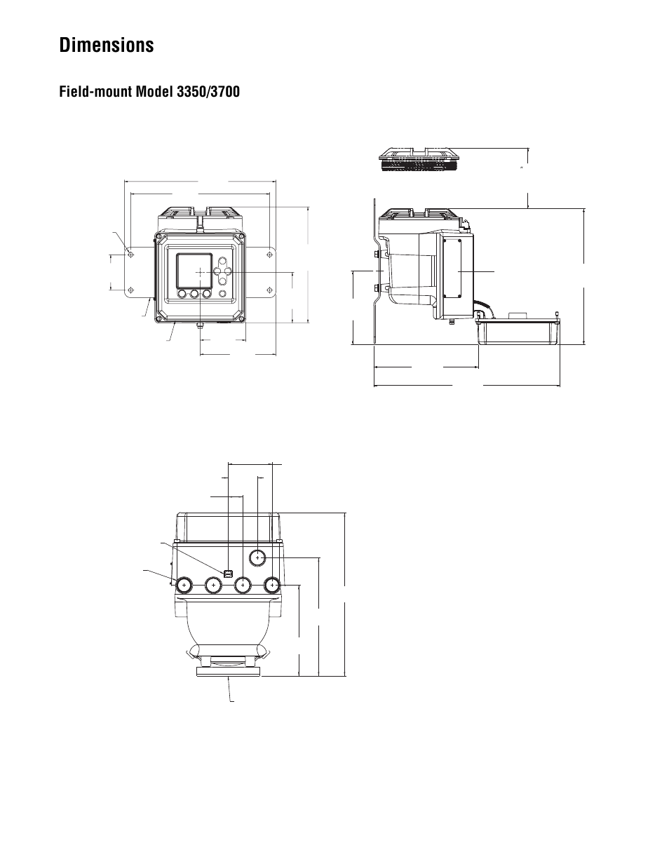 Field-mount model 3350/3700, Dimensions, Continued | Micro motion | Emerson Transmitters and Discrete Controllers Series 3000 User Manual | Page 15 / 28