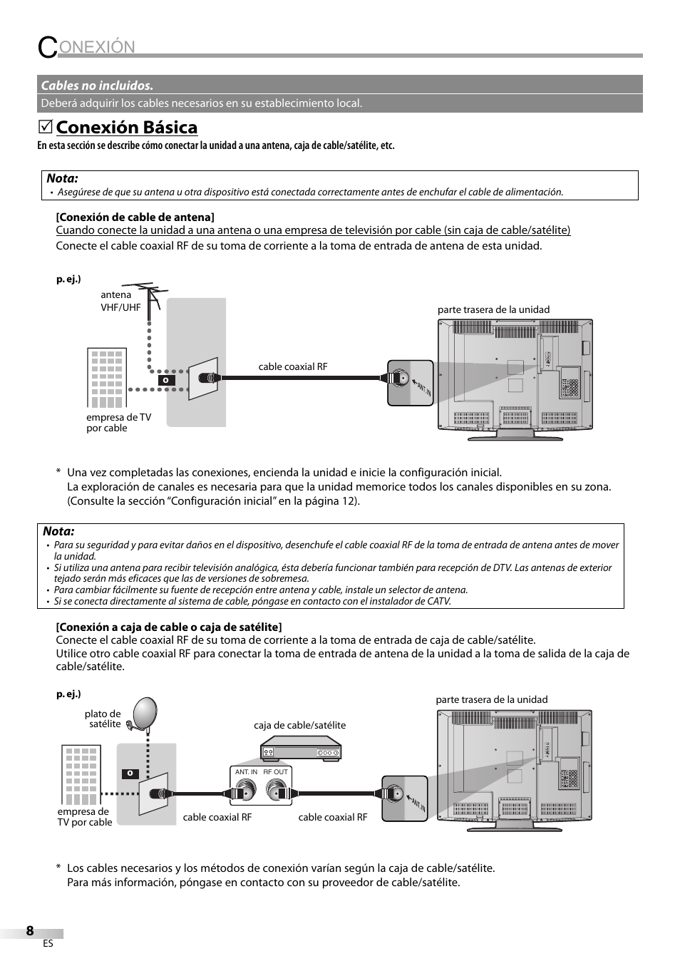 Onexión, Conexión básica | Emerson LC320EM8A User Manual | Page 44 / 72