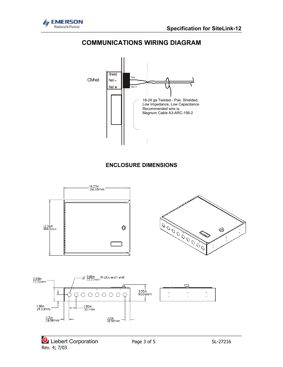 Communications wiring diagram | Emerson SiteLink-12 User Manual | Page 3 / 5
