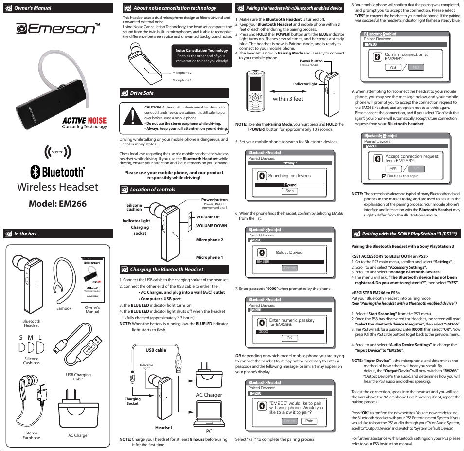Emerson EM266 User Manual | 2 pages
