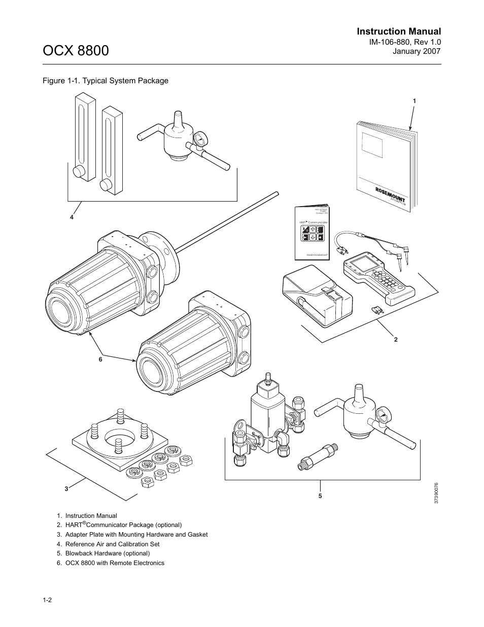 Ocx 8800, Instruction manual, Figure 1-1. typical system package | Emerson ROSEMOUNT OCX 8800 User Manual | Page 10 / 164