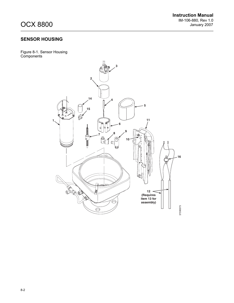 Ocx 8800, Instruction manual, Sensor housing | Emerson ROSEMOUNT OCX 8800 User Manual | Page 112 / 164