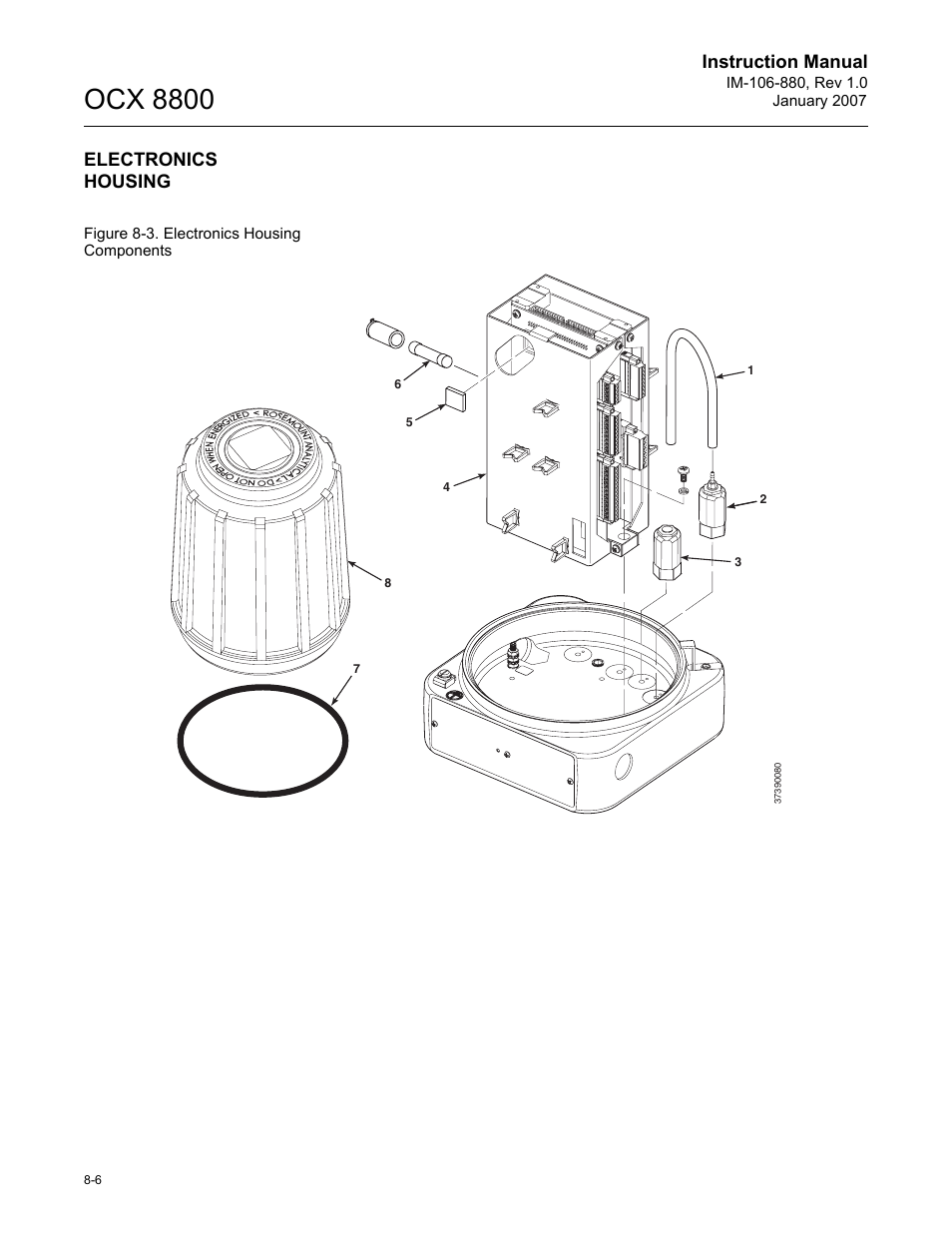 Ocx 8800, Instruction manual, Electronics housing | Emerson ROSEMOUNT OCX 8800 User Manual | Page 116 / 164