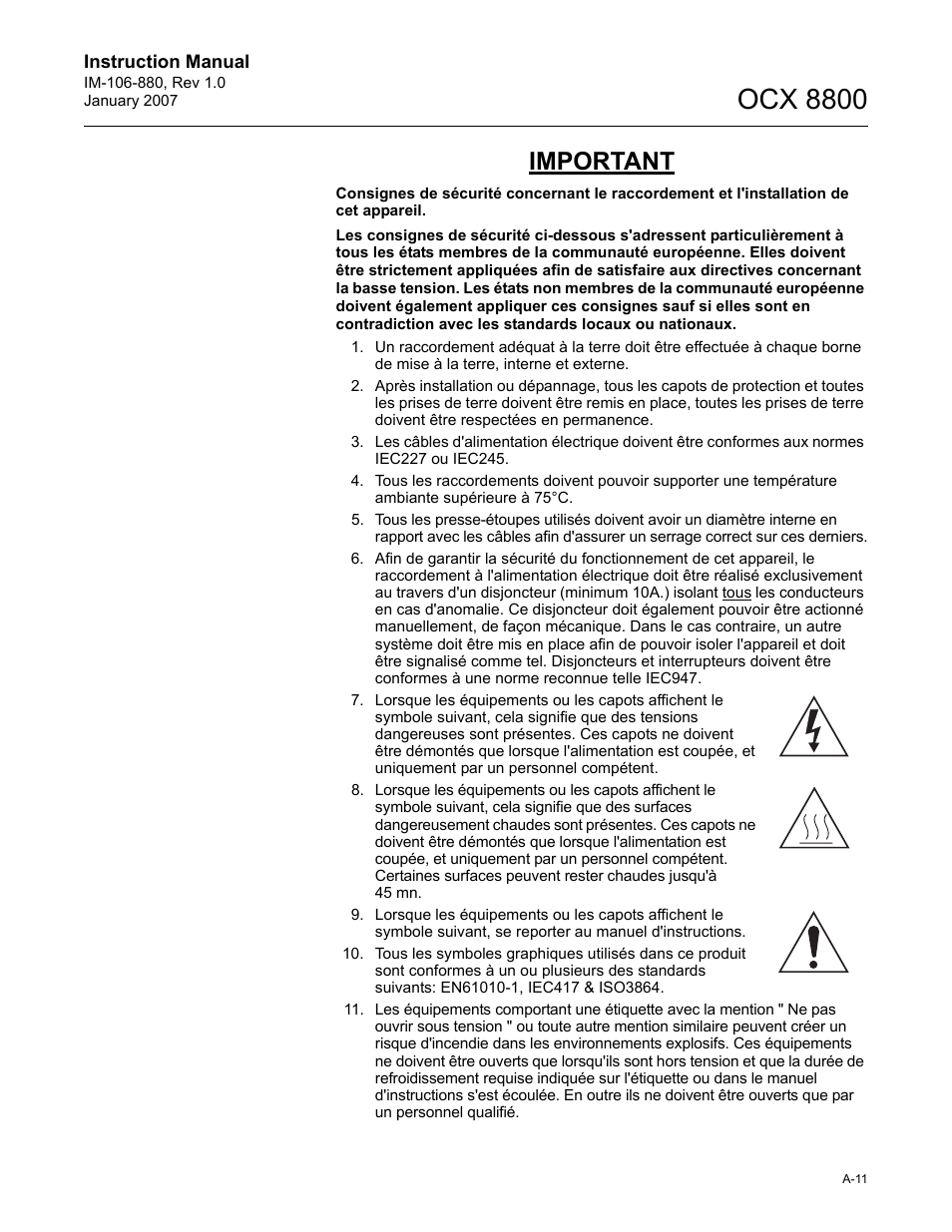 Ocx 8800, Important | Emerson ROSEMOUNT OCX 8800 User Manual | Page 131 / 164